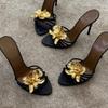 Tacchi Alti Floreali Pantofole Donna Scarpe Moda Eleganti Estive Tacchi a Spillo Décolleté Sexy Sandali Donna Lusso Infradito Donna 2025