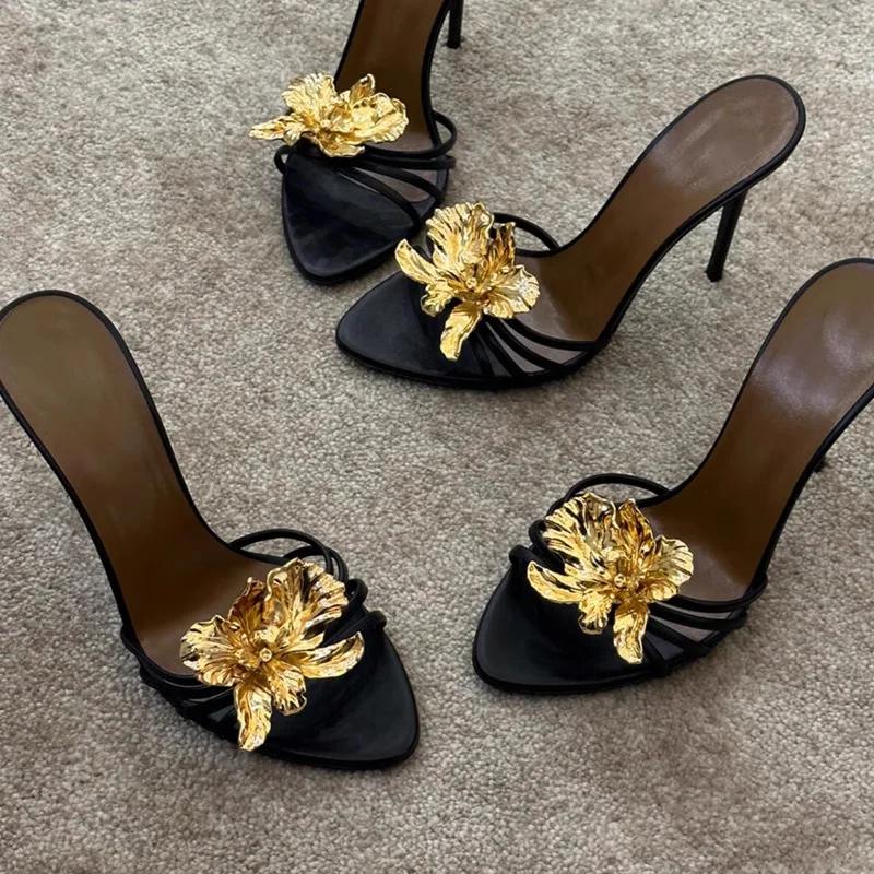 Tacchi Alti Floreali Pantofole Donna Scarpe Moda Eleganti Estive Tacchi a Spillo Décolleté Sexy Sandali Donna Lusso Infradito Donna 2025