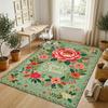 Floral Garden Theme Crystal Velvet Rug Personalized Custom Name Text Soft Floor Mat Home Decor