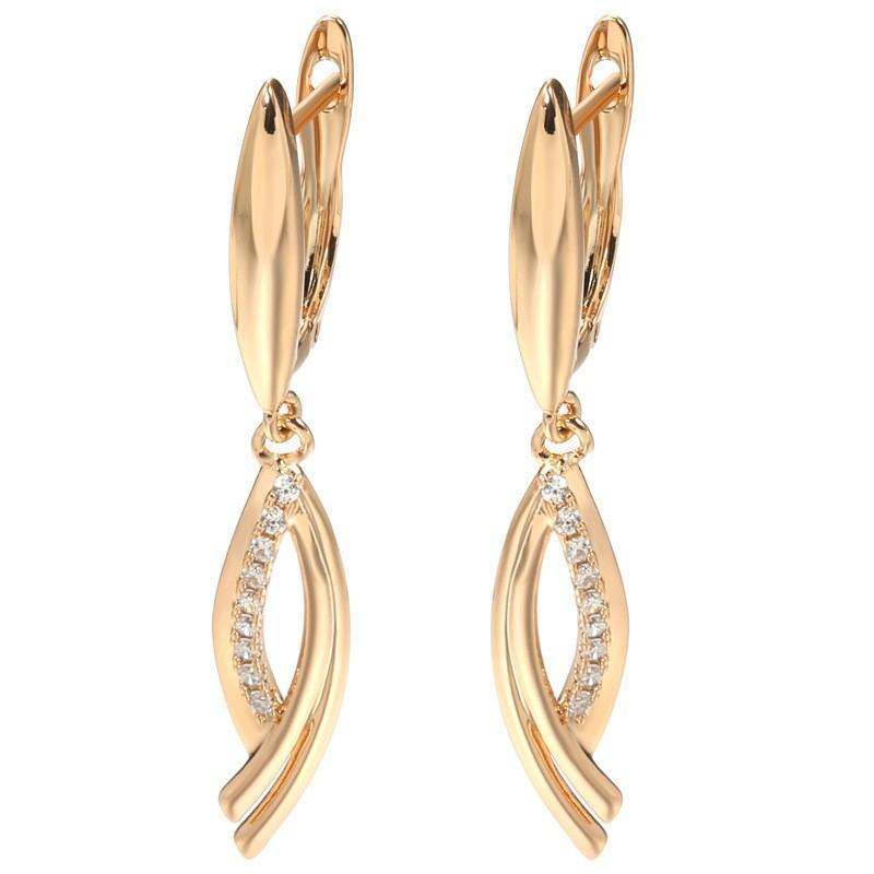 Fashion geometric zircon earrings women s light luxury rose gold earrings