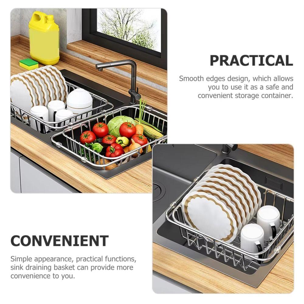 304 Stainless Steel Stainless Steel Dish Drying Rack Fruit Vegetable Drain Basket  Fruit Washing