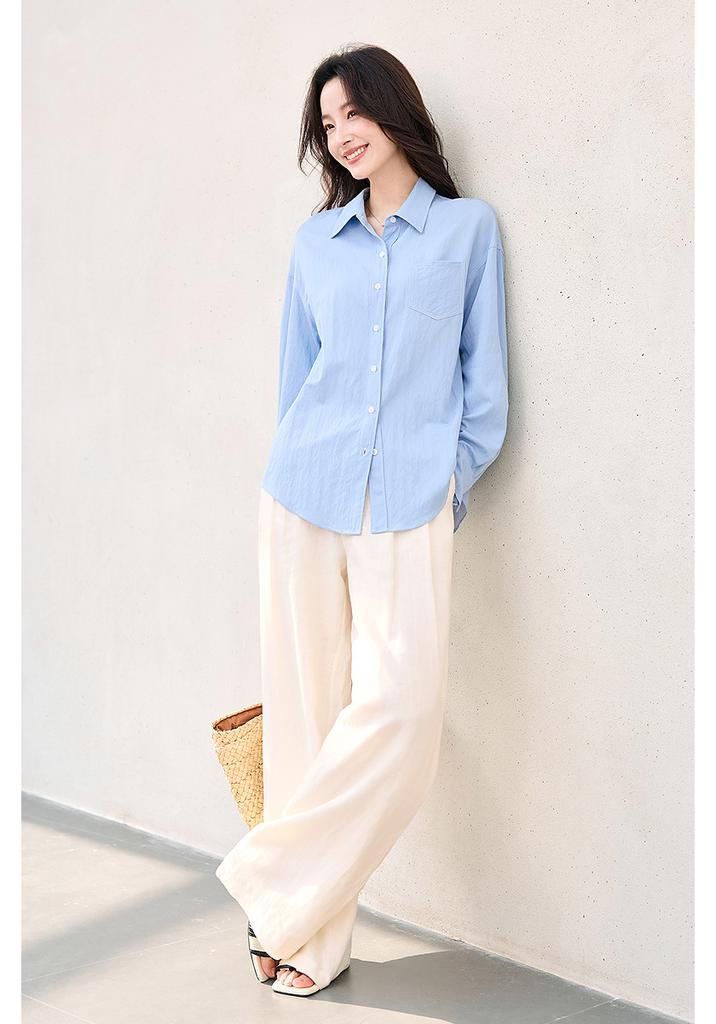Spring New OL Shirt Stacked Shirt Top Women's Commuter Professional Long Sleeve Shirt
