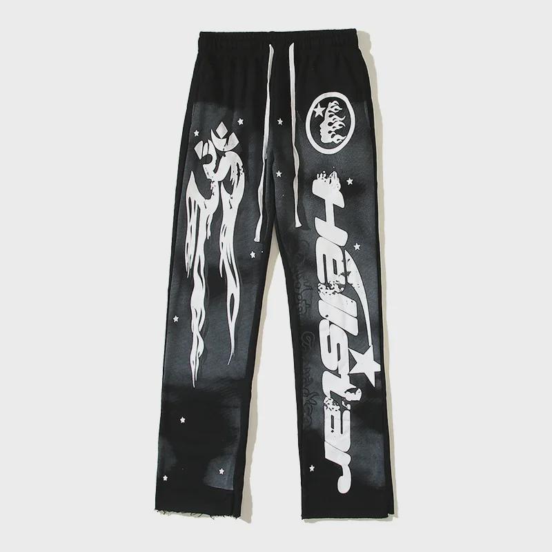 Americké retro hvězdné šedé bahnité potiskové zvonové tepláky - Unisex
