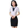 Women's Spring/Summer 2024 Bow-Tie Short-Sleeve Shirt - Fashionable Korean Professional Top