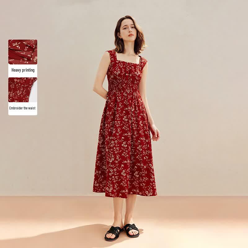 Inman French Retro Floral Sleeveless Dress M