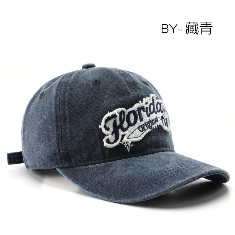 

Spring and Autumn washed alphabet baseball cap outdoor sports travel sun protection cap темно-синий