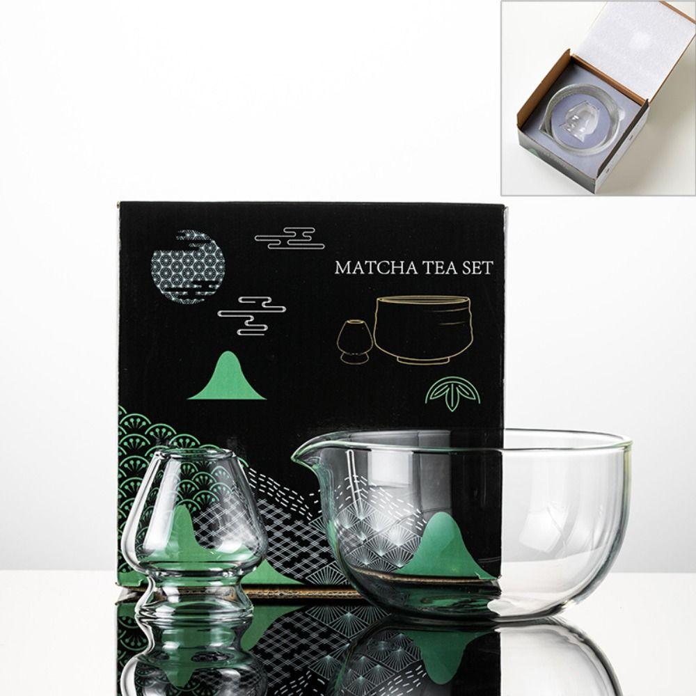 Glass Matcha Bowl with Pouring Spout Tea Bowls New Matcha Whisk Set Tea Lovers