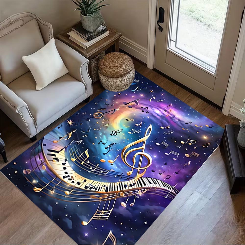 1pc music notes vinyl records and cassettes rug home carpet design for office decor gift living room bedroom