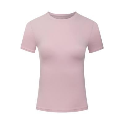 Meridian Confortável Clássico Elegante Cor Sólida Versátil Respirável Camiseta de Manga Curta Tops Femininos Rosa 6000341-647