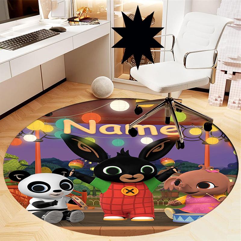 Custom Name Bing Printed Round Rug Carpet Chair Rug Area Rug Entryway Doormats,for Office Chair Living Room Bedroom Kitchen Room.