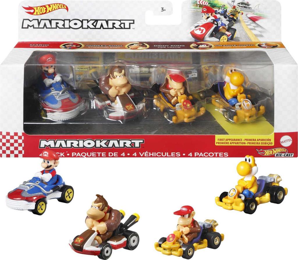 Hot Wheels Mario Kart 3 and HDB22 4-Pack [Ages Up] 986E-GWB36