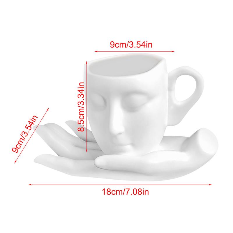 

Кружка для лица 260 мл Керамическая чашка для чая с блюдцем-рукой Кофейная чашка с блюдцем Набор Кружка для молока и чая Кухня Дом Романтика Семья White