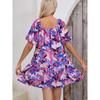 Summer New Holiday Puff Sleeve Dress Women 2025 Fashion Fashion Florals Print Knee-Length Skirt Women