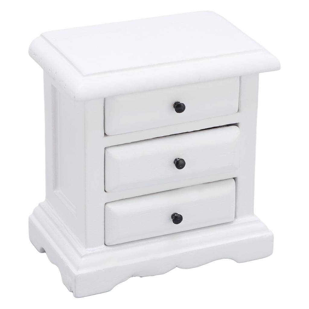 1:12 Scale   Night Stand Birch Wood 3 Drawers    Ature   Bedside Table for Home Decor