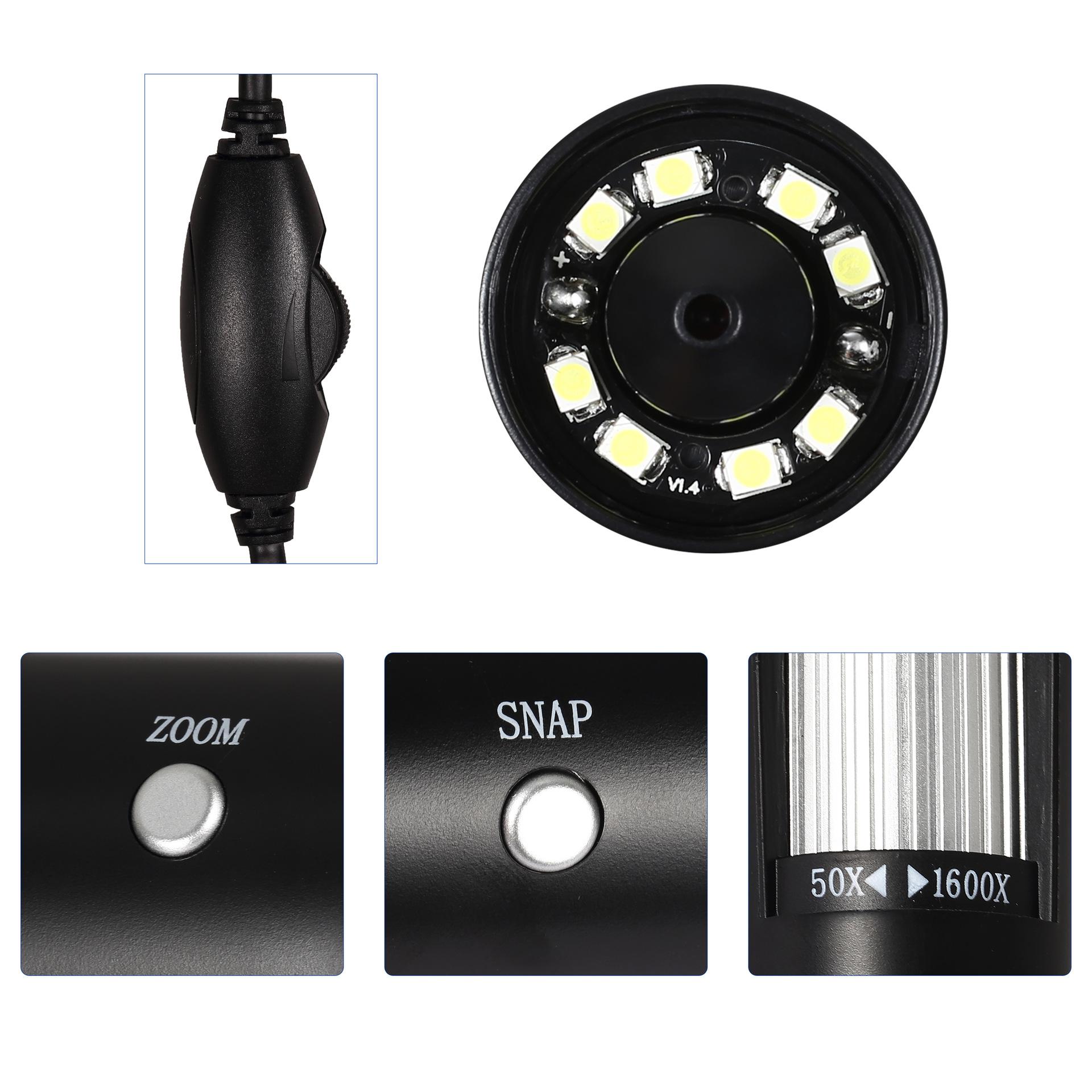 

1000X Usb Digital Microscope for Maintenance and Inspection, Electronic Magnifying Glass for Video Tape Measurement 1000X