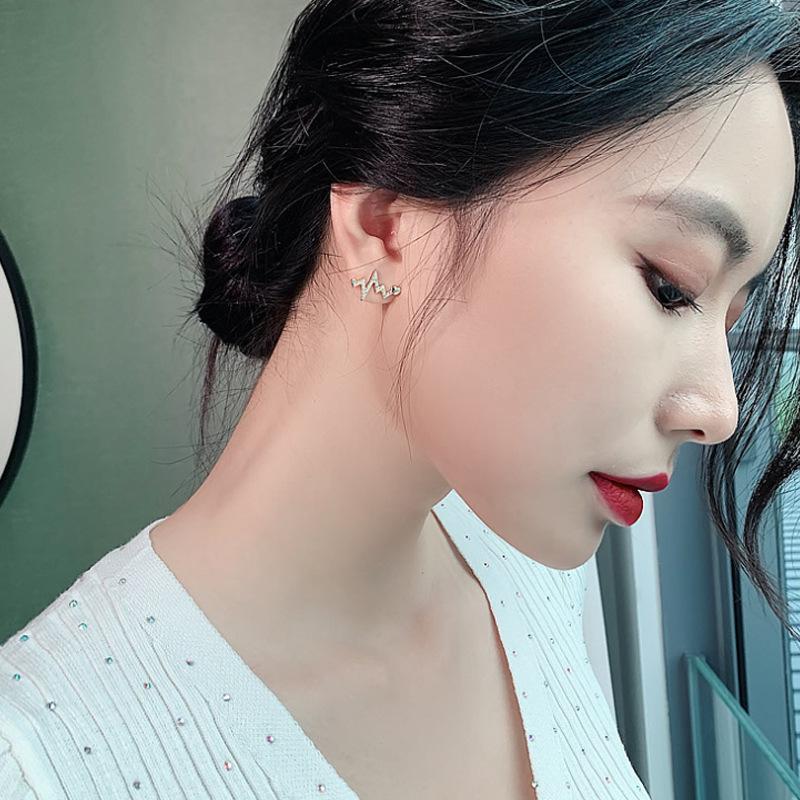 Vintage Rhinestone Heartbeat Earrings Crystal Moon Planet Pearl Zircon Earring Girls Party Birthday Gift Temperament Jewelry