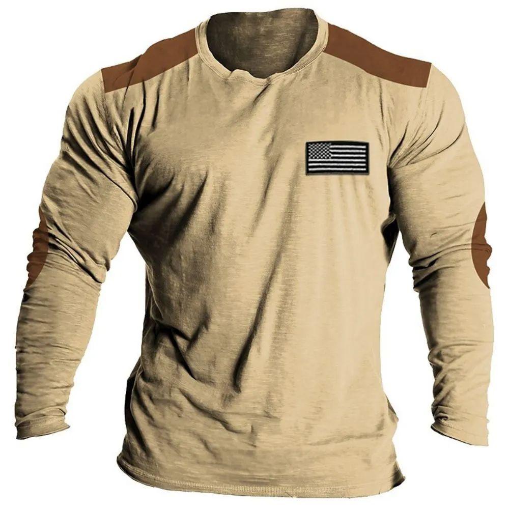 Men Retro Long Sleeve T-Shirt O Neck Pullover Autumn Winter Male Shirt Top Tees Oversize Men's Clothing