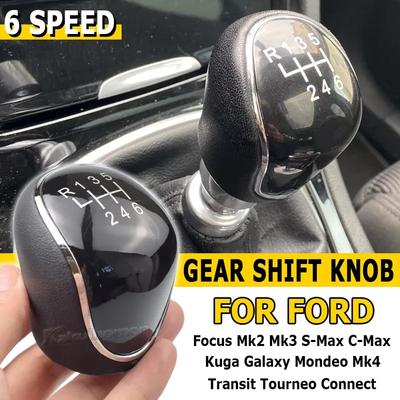 6 Speed Car Leather Gear Shift Knob for Ford S-Max C-Max Kuga Galaxy Mondeo 4 Mk4 Transit Tourneo Connect Focus Auto Accessories