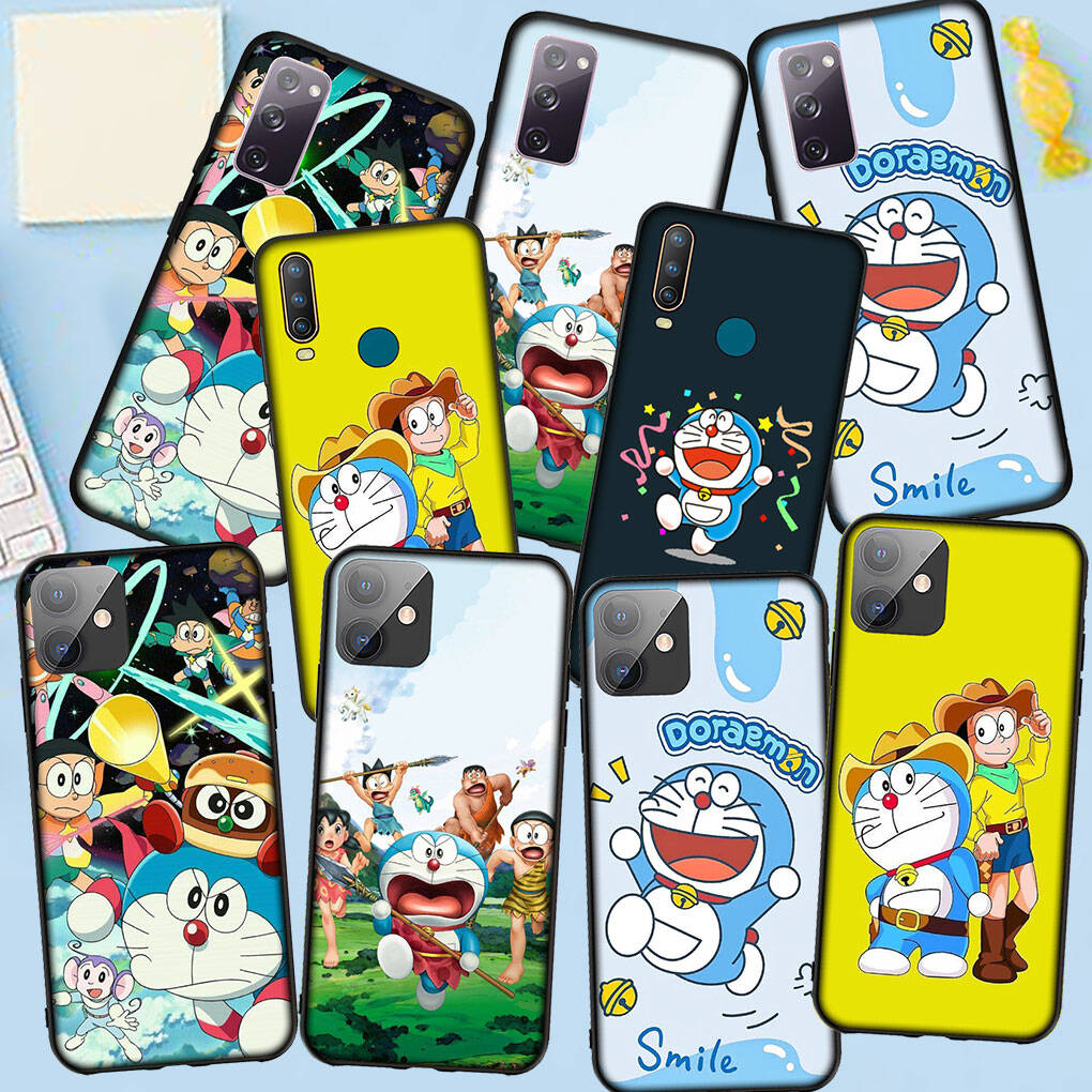 Phone Case for iPhone 17 16 15 Plus XR 16E Huawei P30 P20 Lite Redmi Note 14 12 11 13 Pro Max OPPO A60 A80 A40 A18 A38 A17 A54 Cartoon Doraemon Cover