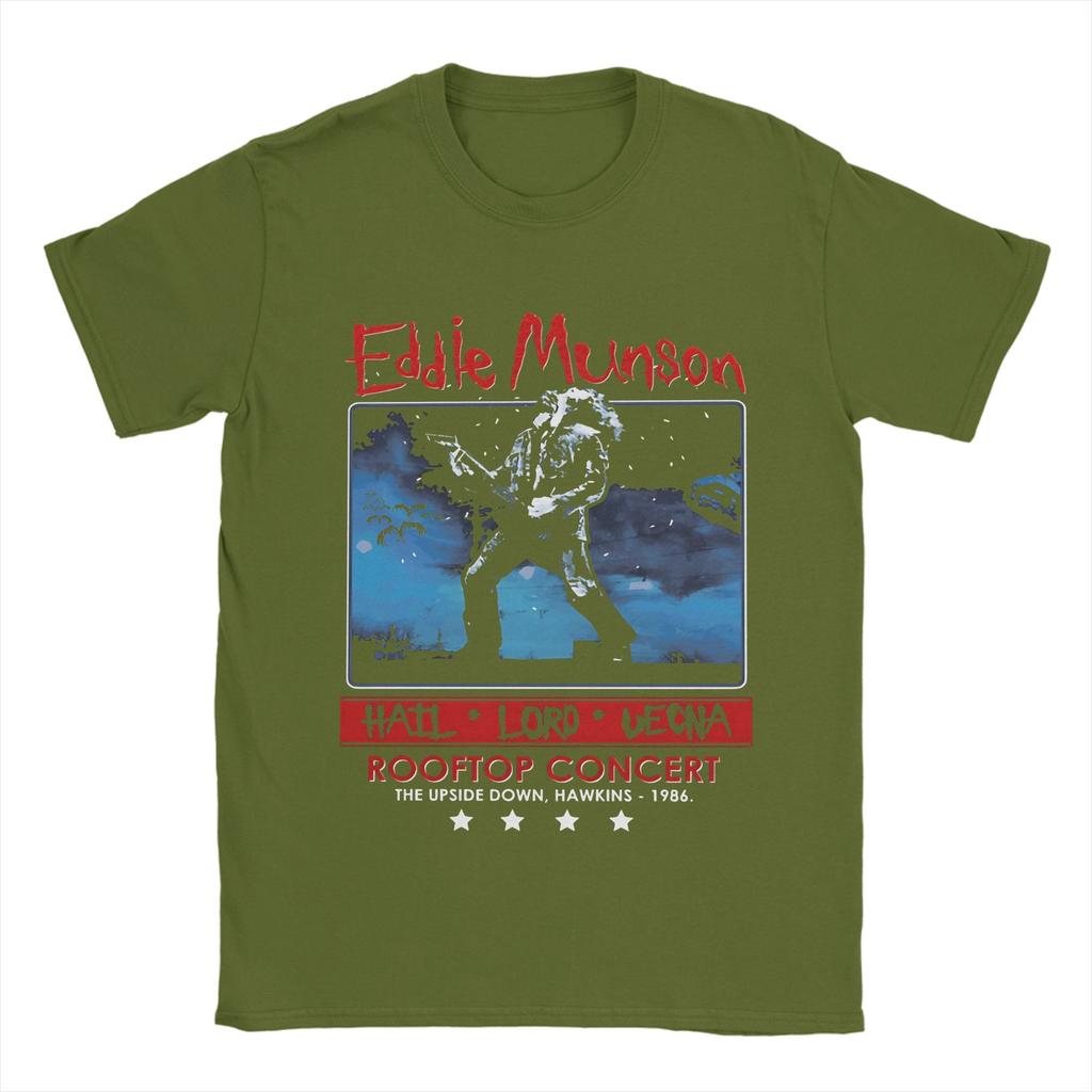 Unisexs TShirts Eddie MunsonS Rooftop Concert Leisure Pure Cotton Tee Short Sleeve Steve T Shirt Round Collar Clothes Gift Idea