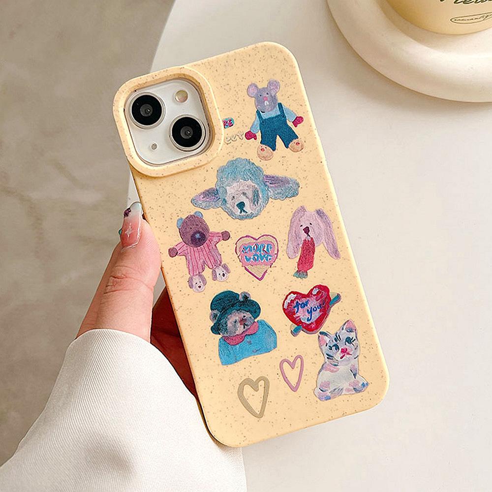 Søt tegneseriedyr mykt deksel til iPhone 16 15 Pro Max 14 Plus 14 Pro Fashion Phone Deksel for iPhone 13 11 Pro Max XR XS Max X 7 8 Plus SE 2022