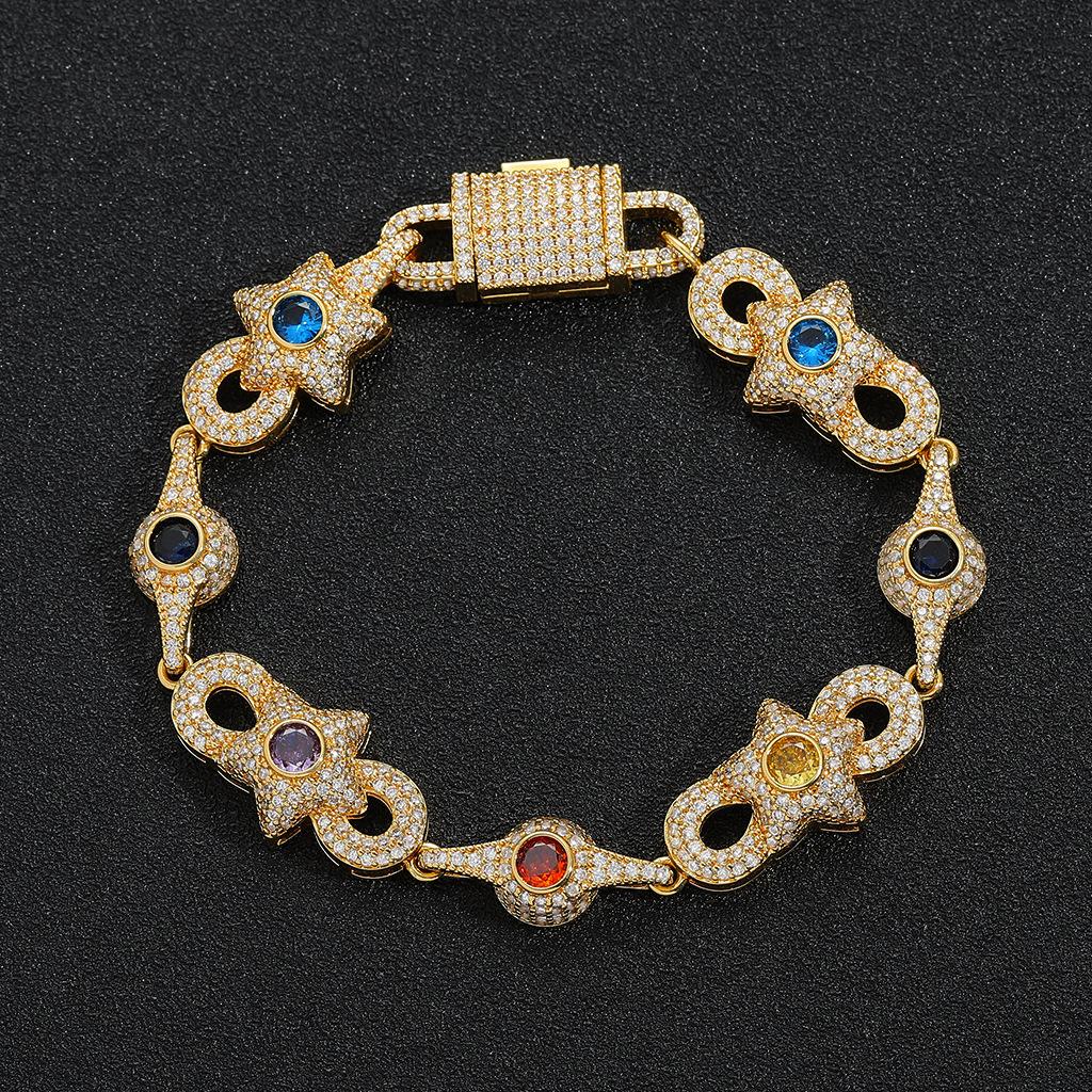Gold Plated 14mm Cuban Link Hip Hop Bracelet for Men Women Iced CZ Stones Full CZ Clasp Chain Gift