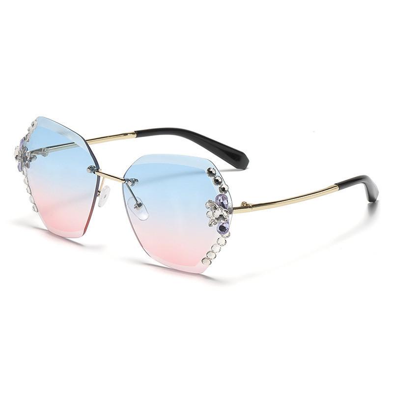 

Stylish Ins Rimless Sunglasses For Women With Pink Lenses And Gold Frame StyleF