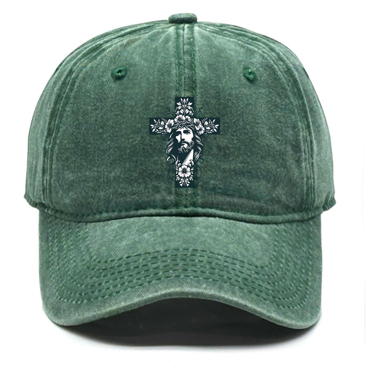 

Кепка снепбек с принтом портрета распятия, спортивная шляпа из неэластичной ткани, головной убор, однотонная, уютная, регулируемая бейсболка as the picture зелёный