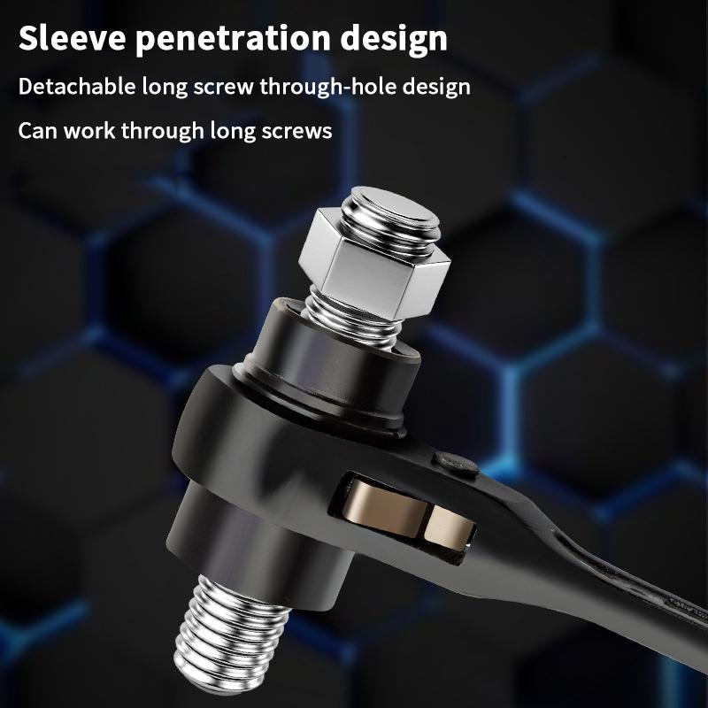 1Pcs 8 In 1 Ratchet Wrench Multifunctional Bidirectional Quick Ratchet Wrench Double Head Wrench Rust-Resistant Home Tools