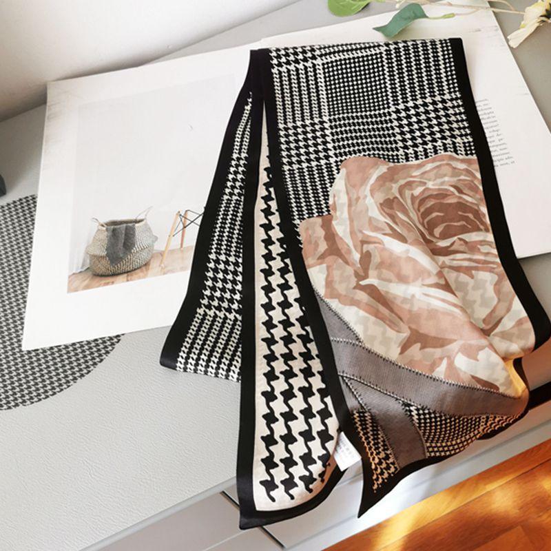 Double-Sided Long Silk Scarf, The Same Silk Plain Crepe Satin Double-Layer Scarf, Thin And Narrow Versatile Streamer Headband, Souvenir Gift.