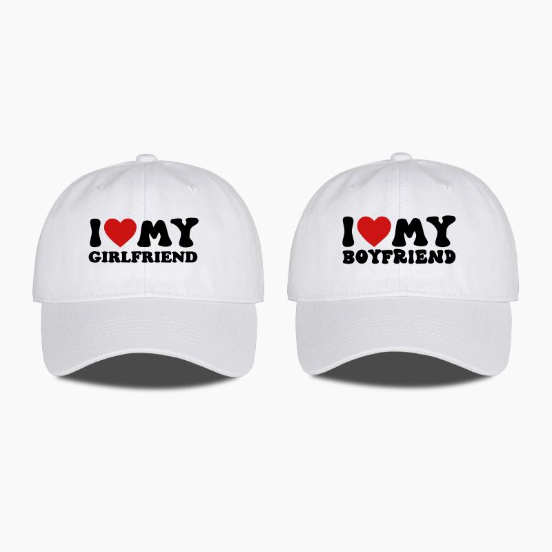 

2Pack Couples Baseball Caps I LOV BOYFRIENDGIRLFRIEND Print Classic Fashionable Bucket Hats Suitable for Dating Parties Vac
