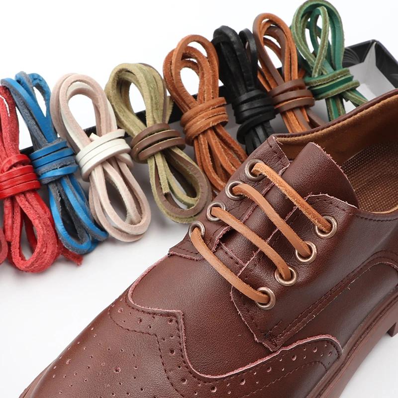 New  Flat Shoelaces Solid Leather Shoe Laces Classic Multicolor Leisure Shoe Lace Outdoor Unisex Boots Shoelace