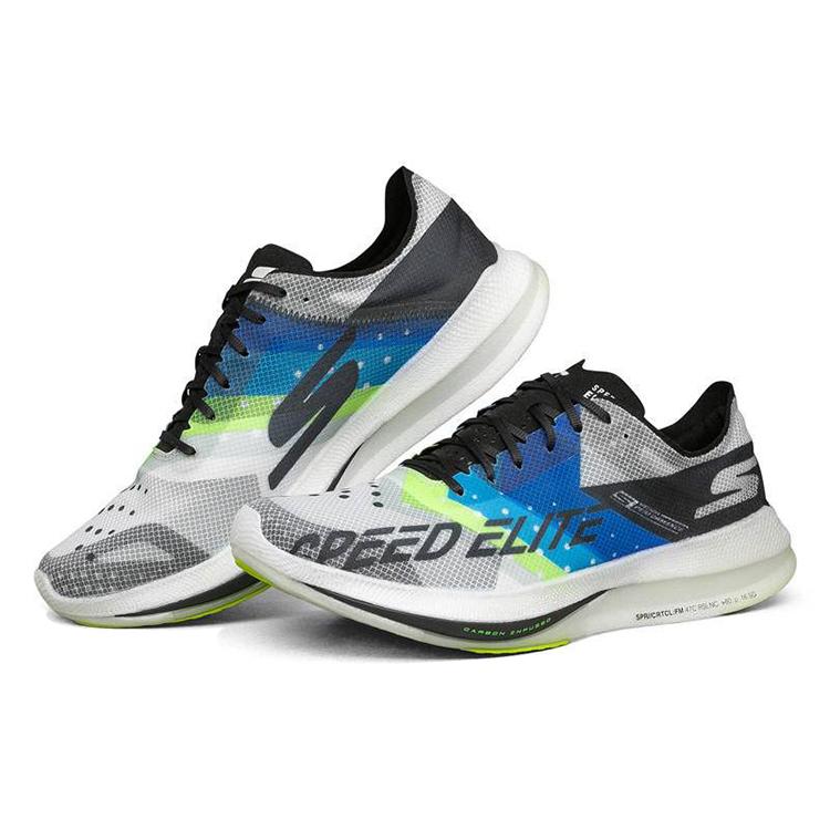 Skechers Mesh , Textile Cushioning Abrasion Resistant Breathable Low top Running Shoes Men's Black Blue (Unisex) Running Shoes 55221 BKBL