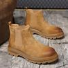 Fashion Suede Leather Men Ankle Boots High-top Man Casual Shoes Non-Slip Chelsea Boots Fashion Slip On Botas Leisure Walk High Top Shoes
