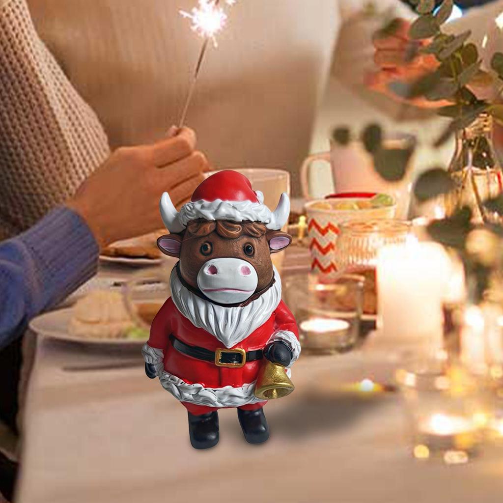 Highland Cow Figurine Christmas Highland Cow Kitchen Decor Rustic Cute Ornament For Dorm Farmhouse Bathroom Classroom Kitchen