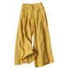 Bomullslinne vida byxkjolar: Draperad Lös Hög Midja Cropped Stil för Kvinnor