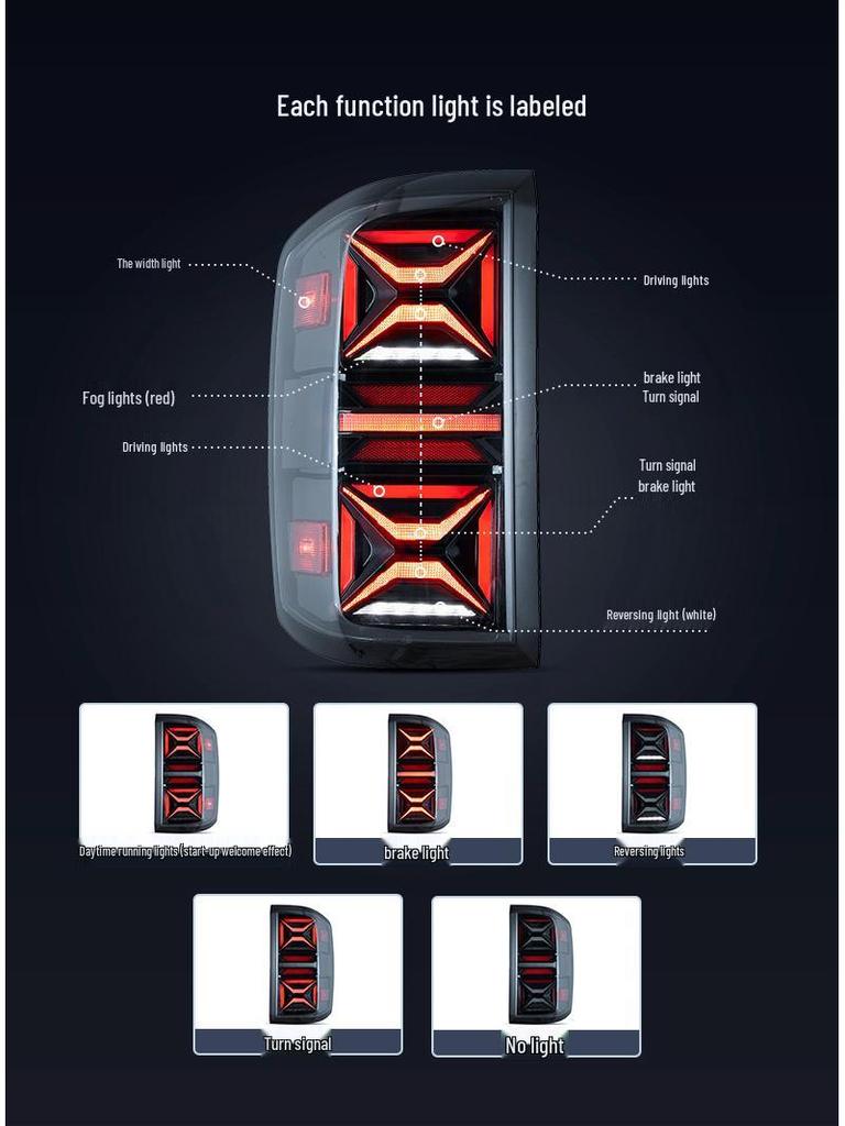 LED Tail Light Assembly for 2014-2018 Chevy Silverado Brake Lights Modification