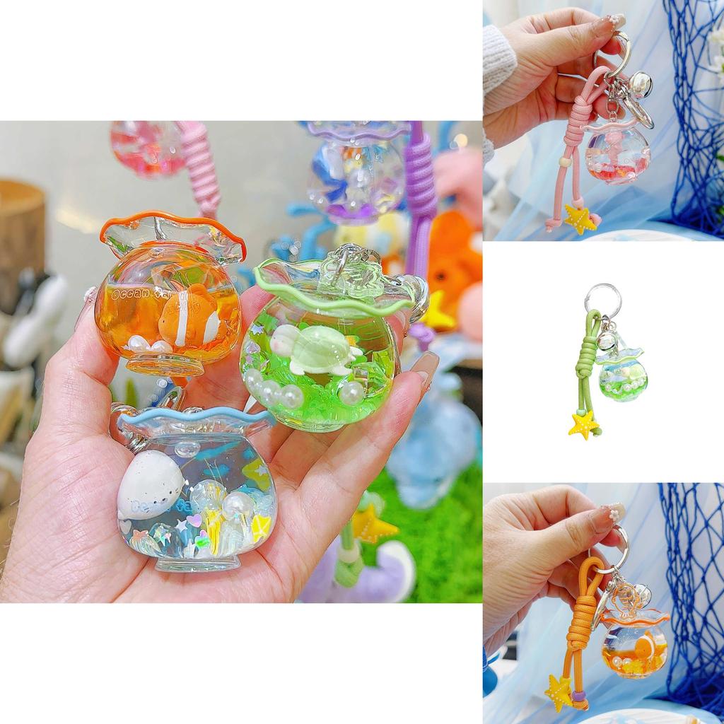 Ozeanfamilie Fischglas Schlüsselanhänger Mit Robben Schildkröten Seepferdchen Design Für Meeresliebhaber