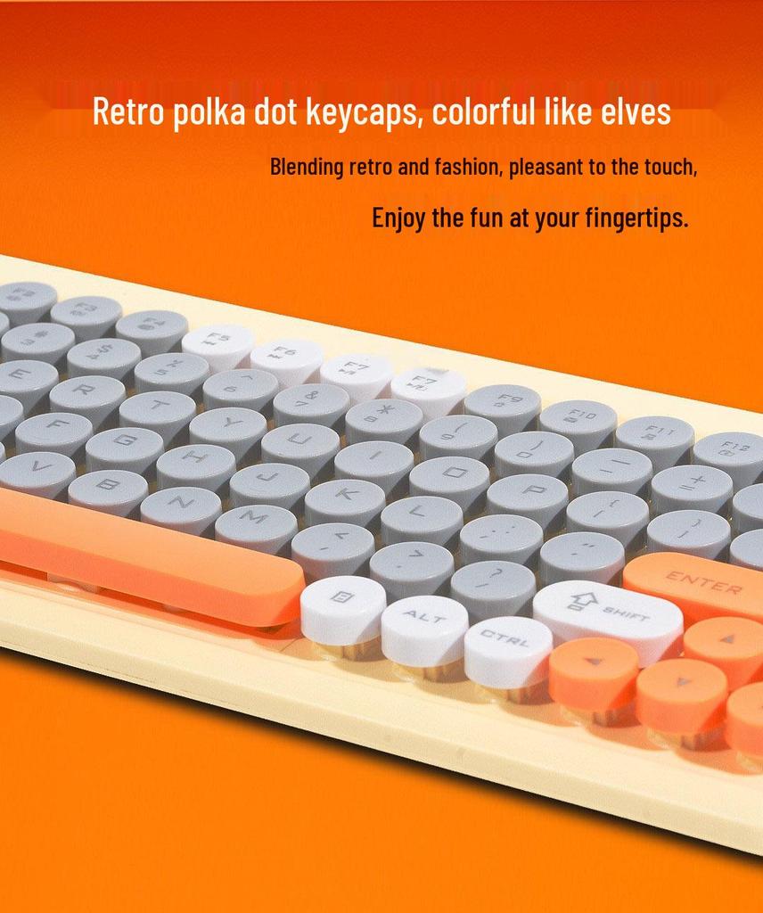 T968 Retro Wireless Punk Keyboard & Mouse Set - Colorful 2.4G Hot Sale