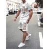 Tuta Estiva 2 Pezzi Outfit Maschile Stampa Blocco Colore 3D T-shirt a Maniche Corte Pantaloncini Completi da Jogging Abbigliamento da Esterno per Strada da Uomo