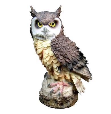 M Pro Owl Figurine Garden Object Feng Shui Good Luck Accessory Crow Repellent Gardening Crow Repellent (Gray)