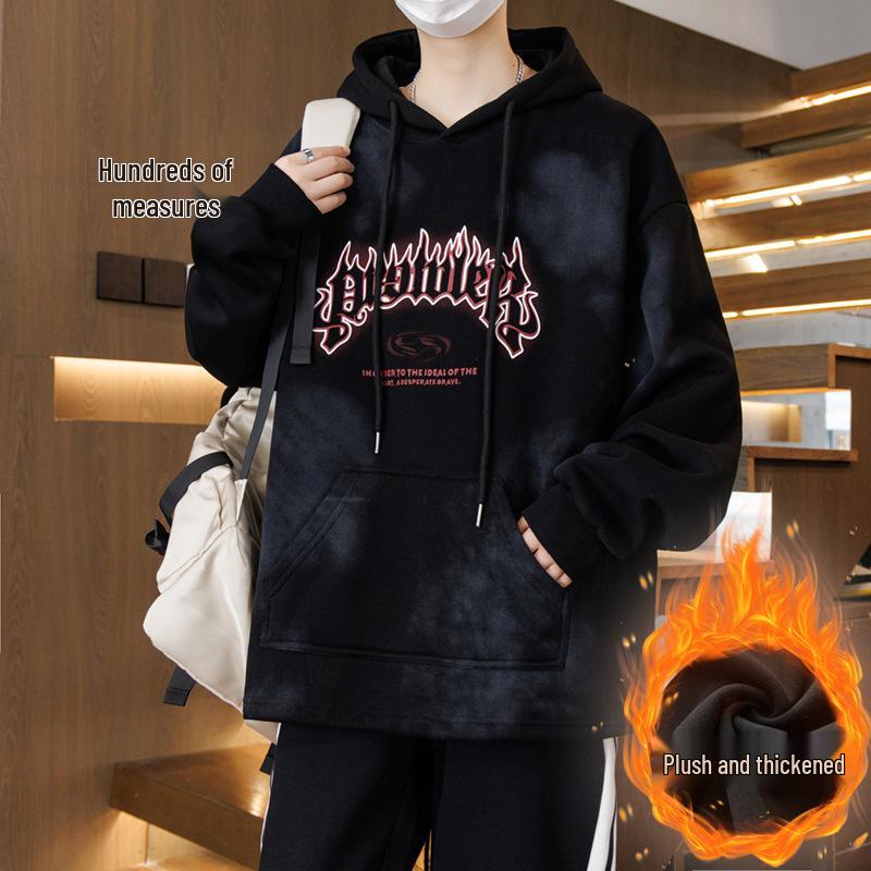 Autumn/Winter Teen Hoodie for Boys, Ages 12-16, Plus Velvet, Thick and Warm