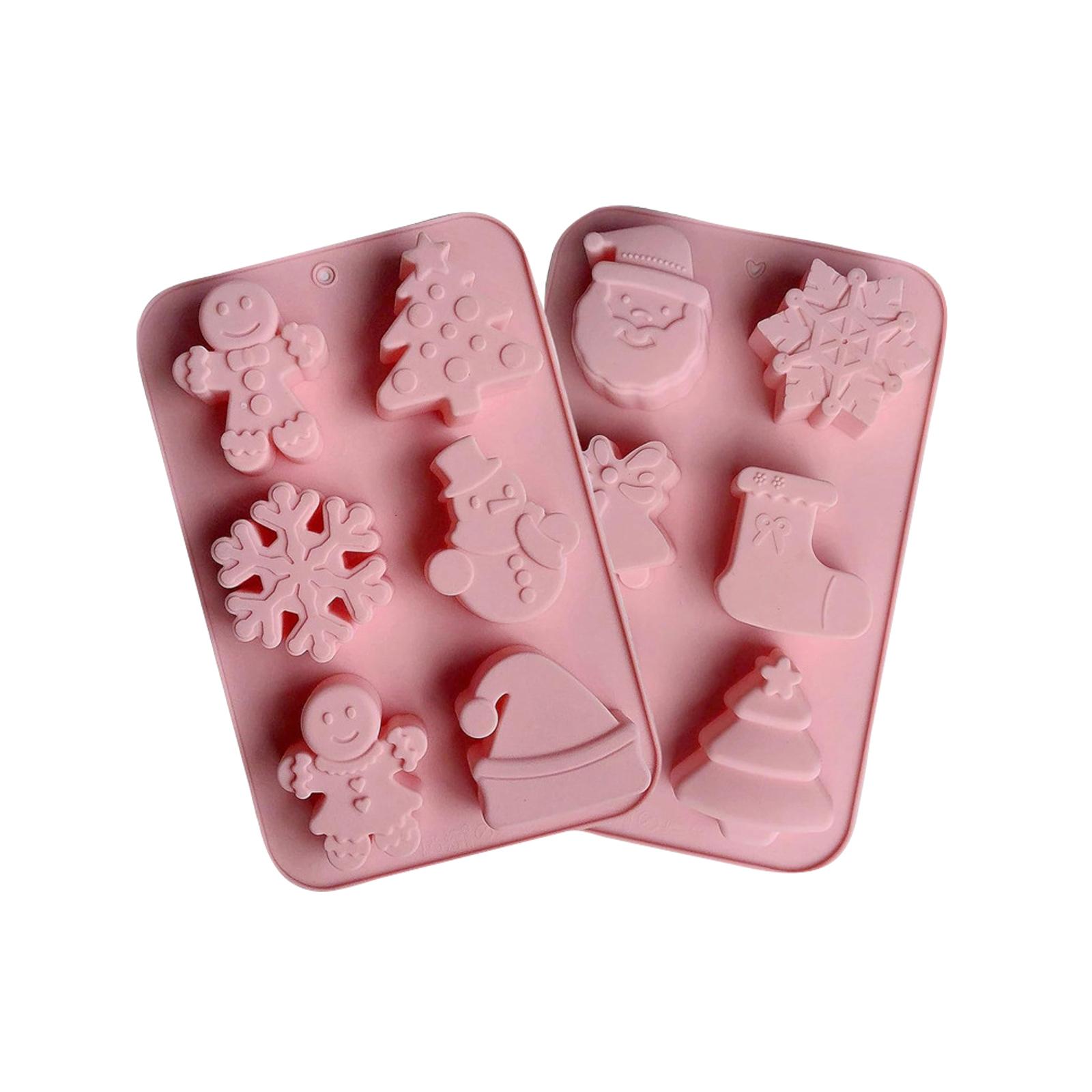

2 штуки Рождественские силиконовые формы для торта Подходят для желе, мыла, свечей One Size розовый