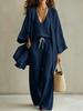 European/American Spring-Fall Three-Piece Set: Loose 9-Sleeve Cardigan, Sleeveless Vest, and Long Pants.