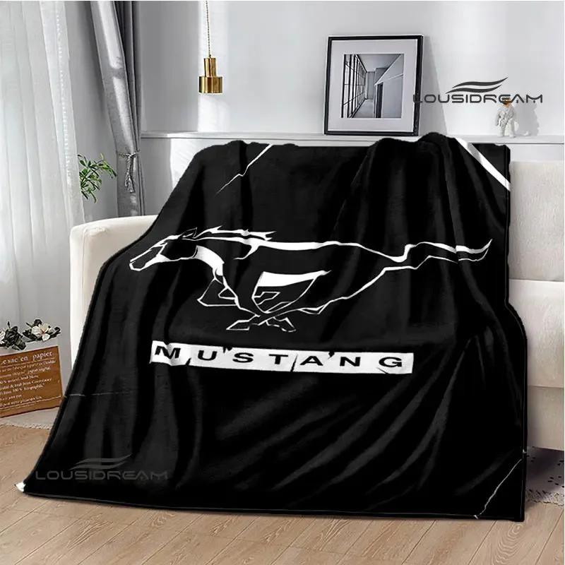Mustang Car Logo Printed Blanket Flannel Blanket Warm Blanket Blankets for Beds Rainbow Blanket Picnic Blanket Birthday Present