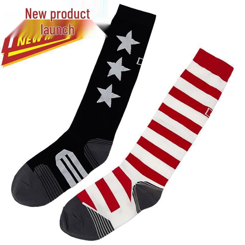 

Носки до середины икры в корейском стиле с красной полоской: Трендовые женские гольфы выше колена, весенне-летние, стройнящие, с присборенным голенищем One Size