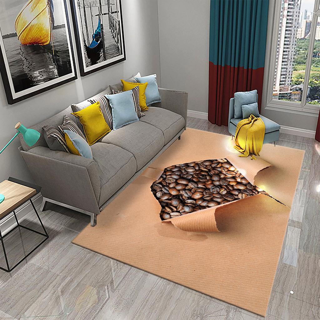 3D Print Coffee Breakfast Theme Carpet Creative Carpet Rug Living Room Bedroom Decor Kitchen Bathroom Non Slip Floor Mat Gifts