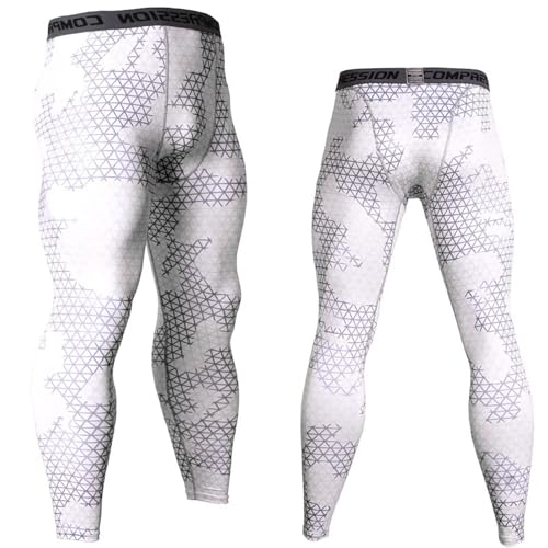 Musgneer Men's Camouflage Compression Tights, Long Tights, Compression Innerwear, Sweat-Wicking, Quick-Drying, Power Stretch, Underwear for Fitness, R