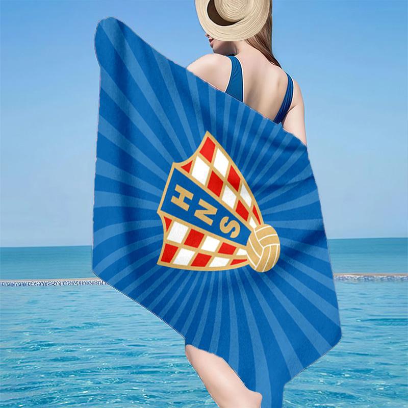 Kroatisches Fußball-Emblem Mikrofaser Strandtuch, Leicht und Schnelltrocknend, für Sommerreisen, Strand-Essential, Schwimmbad