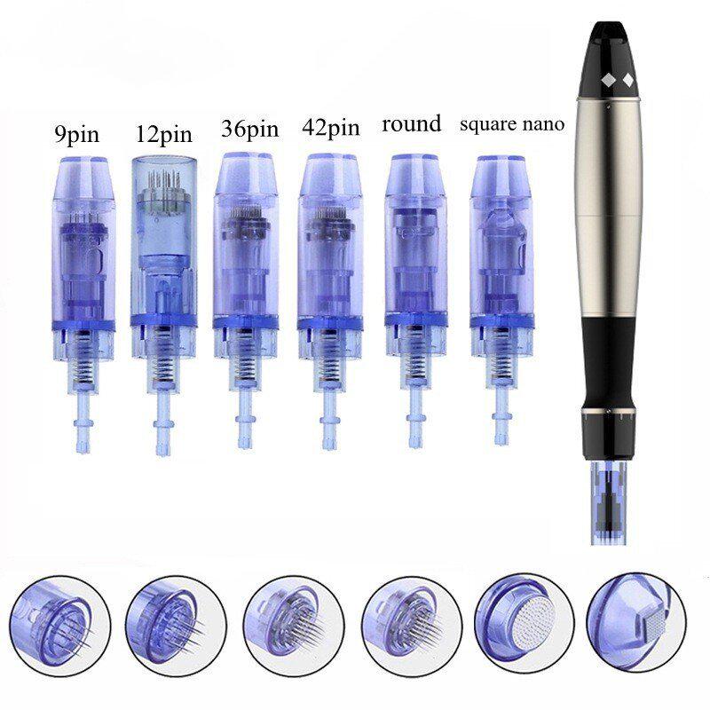 Electric Blue Bayonet Micro-Needling Device - MTS Nano Microcrystal with 12/36 Pins for Mesotherapy